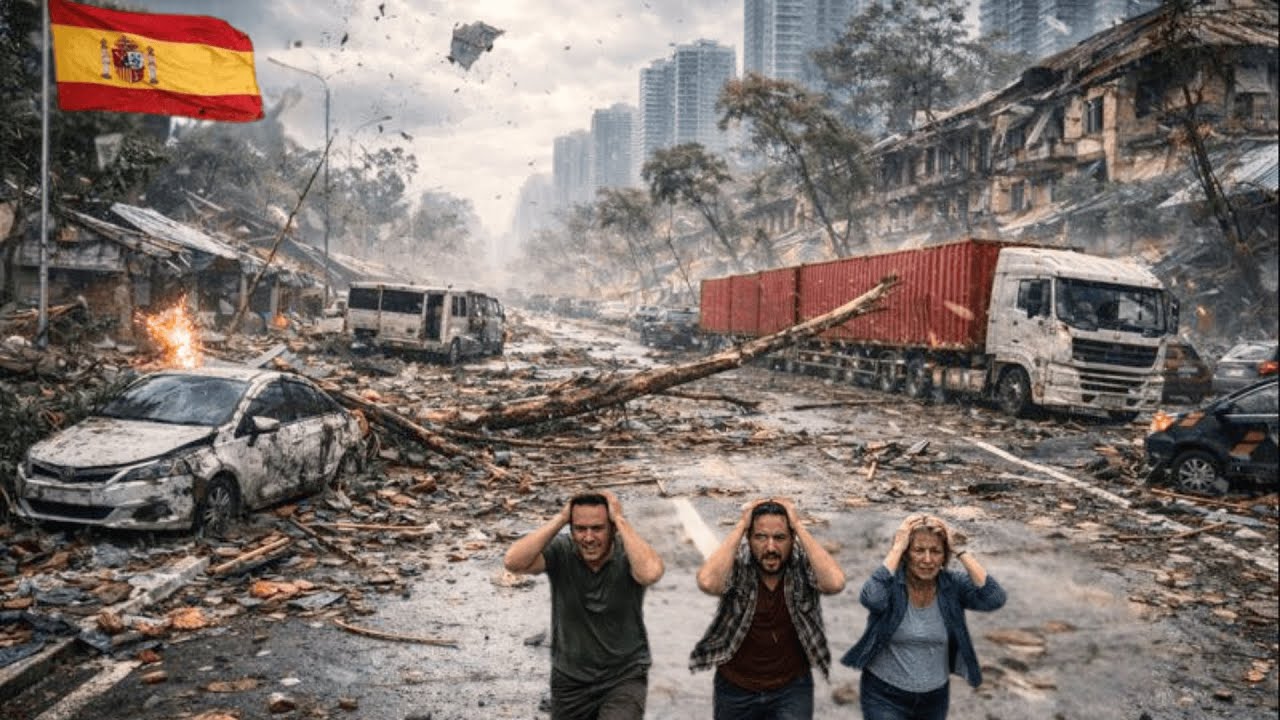 CHAOS in Spain! Madrid Paralyzed as Violent Winds, Heavy Snow and Flooding Hit the Capital