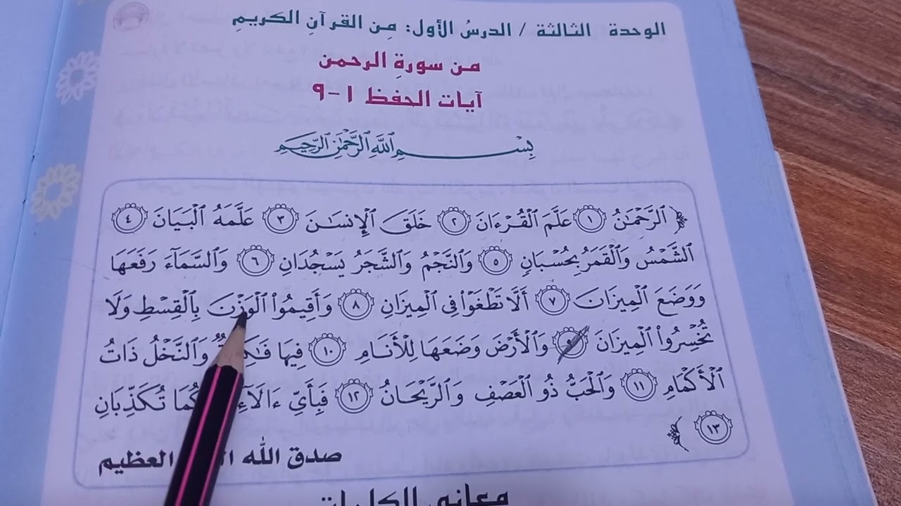 سورة الرحمن ص 42 اسلامية الصف السادس الابتدائي مع المعاني 