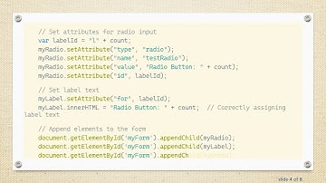 Dynamically Add Radio Button Labels in JavaScript