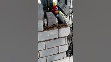 Cement block wall installation process #smartwork #goodtools
