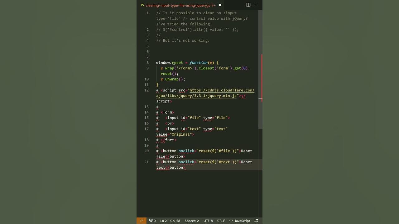 javascript - Clearing input type='file' / using jQuery - YouTube