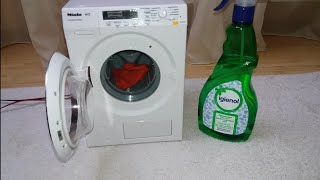 Wash with igienol antibacterial disinfectant in Miele toy washing machine modified