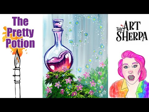 Easy Fairytale Painting of A magic Bottle Acrylic tutorial Live stream | TheArtSherpa