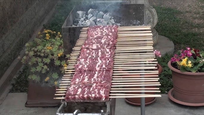 Barbecue Griglia Focone Cuoci Arrosticini Spiedini Salsicce 110 in Inox
