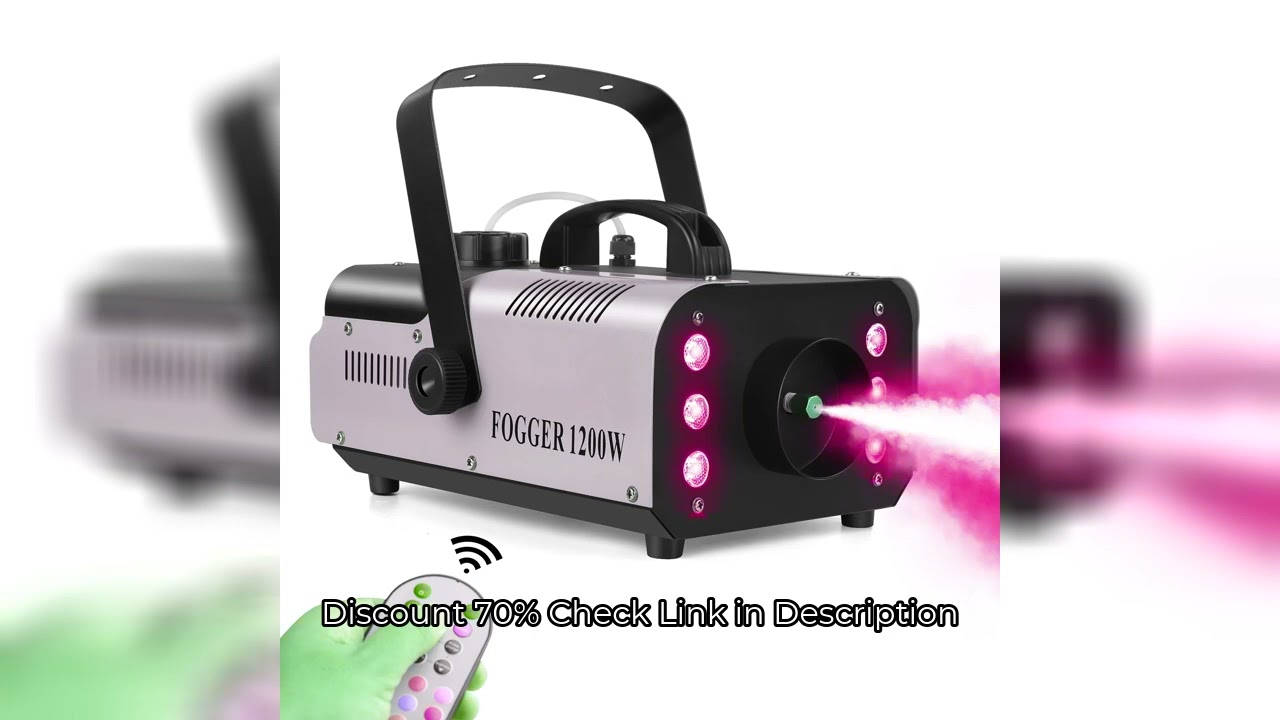 U'King 1200W Fog Machine 6LEDs Remote Fogger Ejector Disco Colorful Smoke Machine DJ Christmas Party