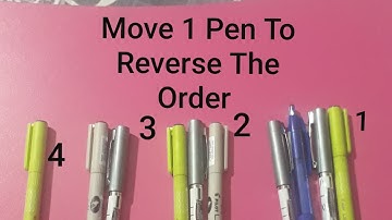 Pen Challenge - Move 1 Pen To Reverse The Order 4 3 2 1 #puzzle