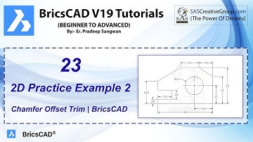 2D Practice Drawing BricsCAD V19 Tutorial 23 | Exercise 2 | Chamfer Offset Trim | Hindi