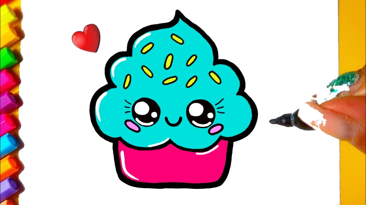 COMO DESENHAR CUPCAKE KAWAII PASSO A PASSO – Desenhos fáceis kawaii. 