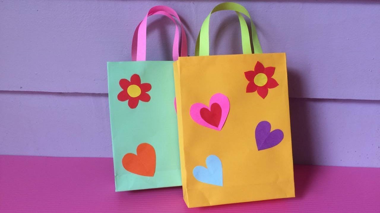 How To Make Bag With Color Paper | Diy Paper Bags Making - Youtube