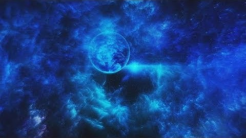 Flying Through Abstract Blue Space Tunnel to Bright Planet with Asteroids | Motion Graphics -