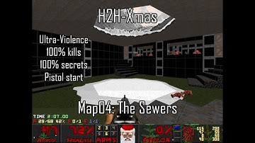 Doom II: H2H-Xmas - Map04: The Sewers (Ultra-Violence 100%)