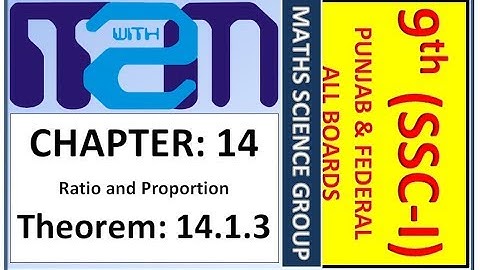 Class 9th maths science group Chapter 14 Theorem 14.1.3 PTB