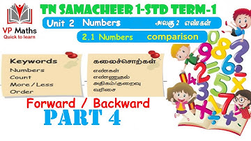 tn samacheer kalvi Class 1 Maths Chapter 2 Numbers 2.1 Unit 2 Part-4 Forward / Backward