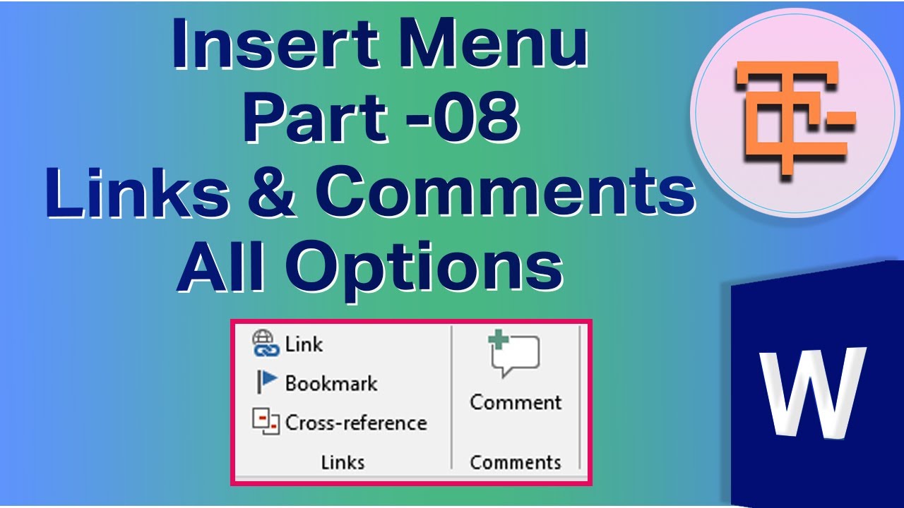 Ms word insert tab links comment options youtube