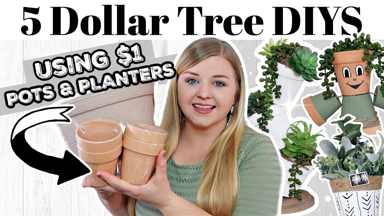 5 *NEW* Dollar Tree DIYs Using $1 FLOWER POTS?!? | NEW DIY DOLLAR TREE 2021  | Krafts by Katelyn - YouTube