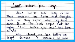 look before you leap expansion of idea | look before you leap expand the theme | expansion of idea