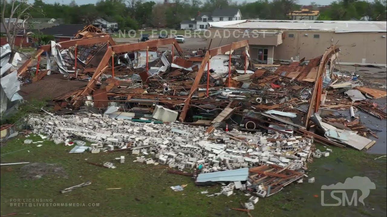 04202023 Shawnee, OK Tornado Damage via Drone High School Gym