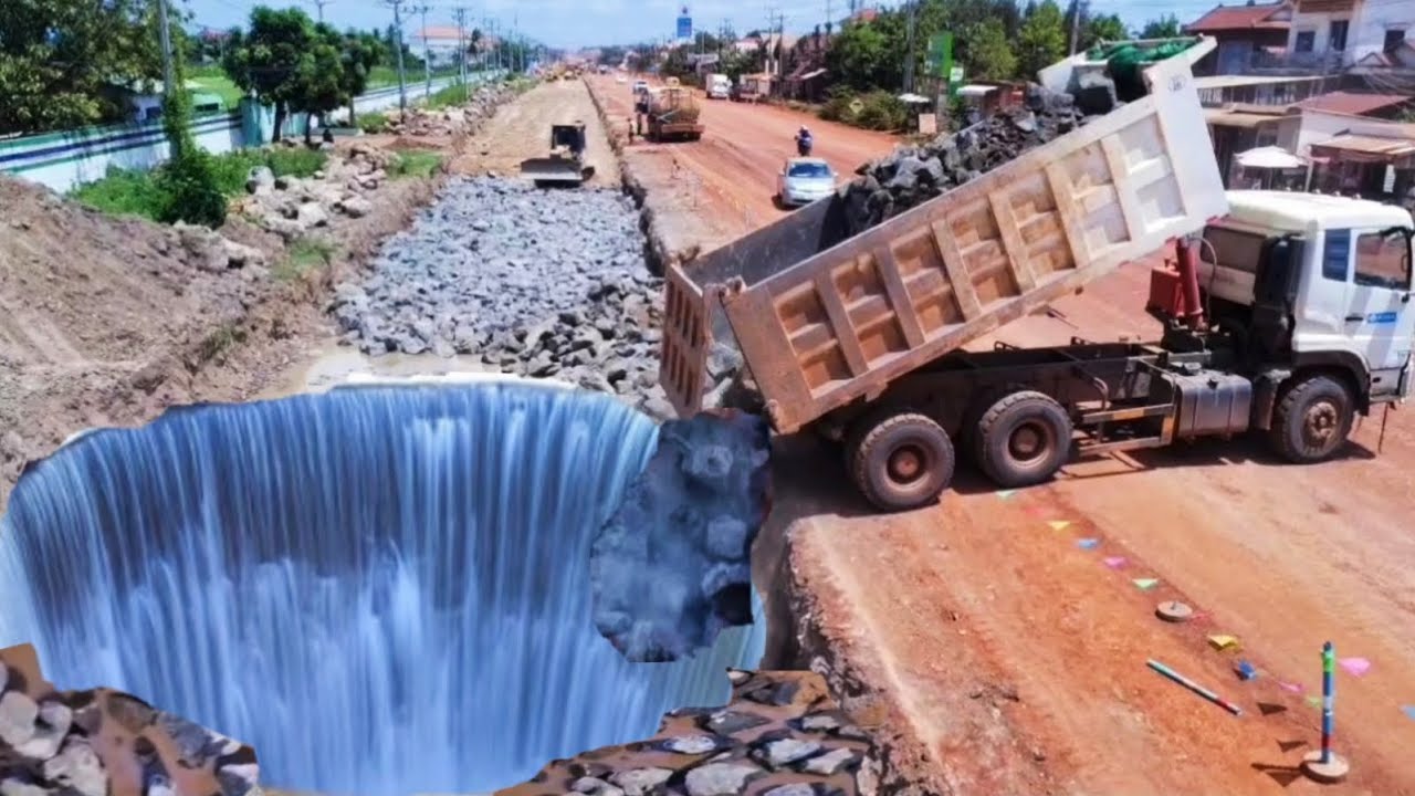 It's amazing. Big trucks of stones are pouring into many