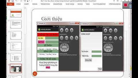 Android CD1 Điều khiển cơ bản Button EditText CheckBox RadioButton