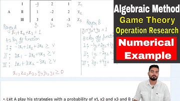 Algebraic Method of Game Theory | Operation Research | In Hindi | Game Theory Problem and Solution