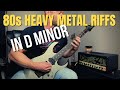 80s Heavy Metal Riffs in D Minor (Perfect Guitar Practice Lesson)