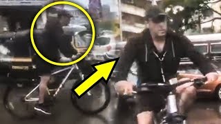 Salman Khan Cycles In Heavy Mumbai Rains | Dabangg 3 | Clicks Selfie With Fans On Streets screenshot 5