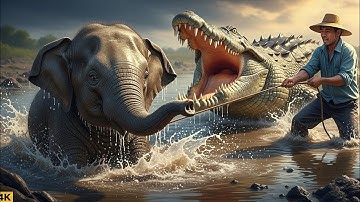"Epic Rescue of Baby Elephant from Crocodile Attack 🐘 | Heart-Stopping Animal Rescue Story"