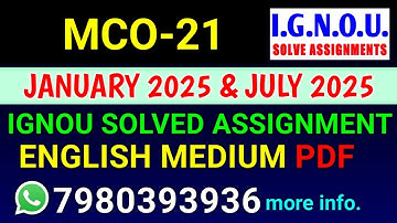 MCO 21 solved assignment 2025 | MCO 21 solved assignment 2025 | IGNOU MCO 21 in English