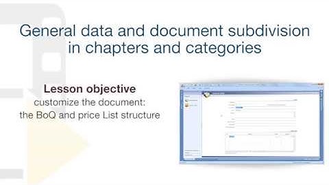 PriMus Tutorial - General data and document sub-division in chapters and categories - ACCA software