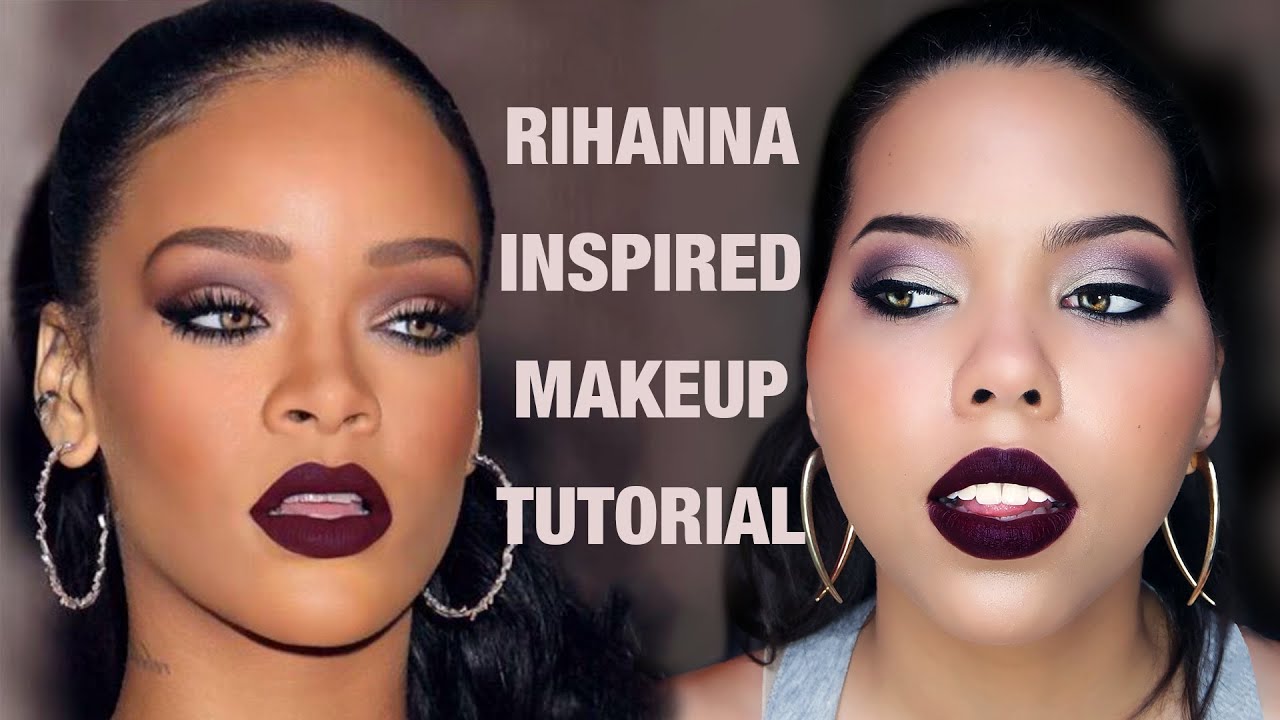 Rihanna Inspired Makeup Tutorial Dark Lipstick YouTube