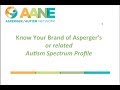 Know Your Brand of Aspergers or Related Autism Spectrum Profile with Jamie Freed, M S W , LICSW