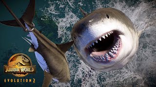 ฉลามยักษ์ Megalodon (The Meg) นักล่าผู้มาฆ่า Mosasaurus! Jurassic World Evolution 2