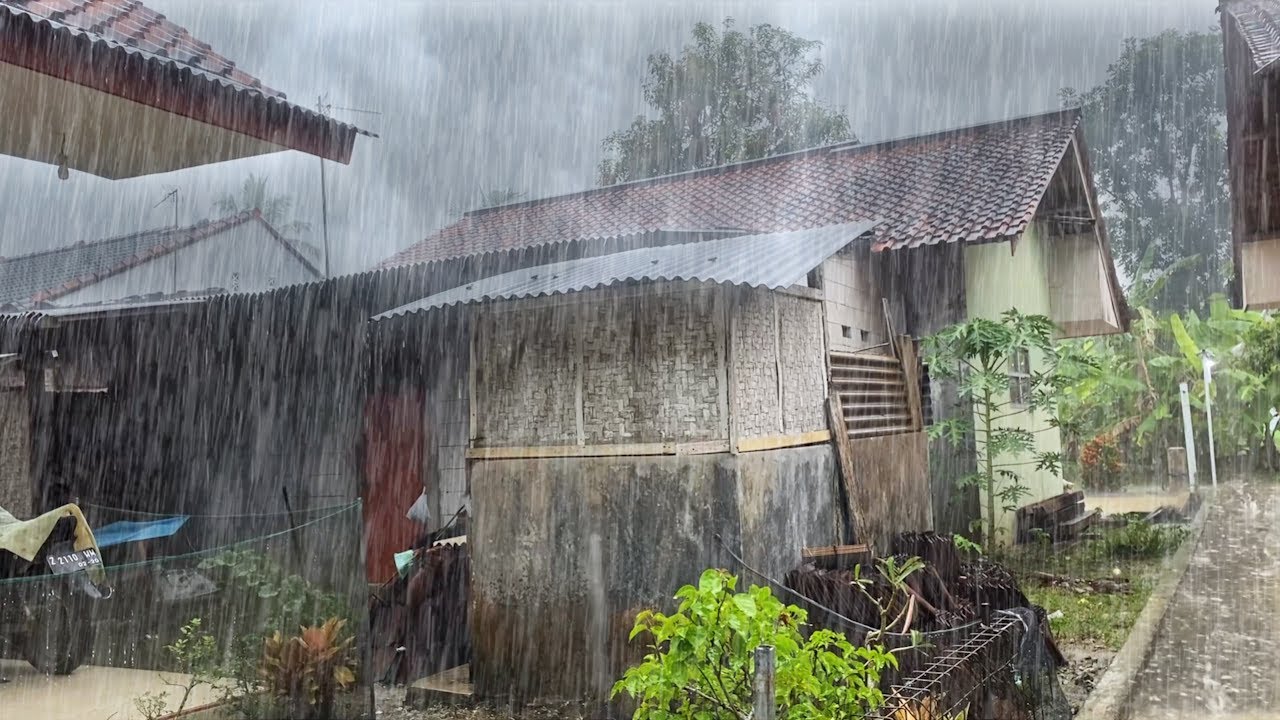 Evening Countryside Rain | Calm Village Ambience for Stress Relief and Deep Relaxation