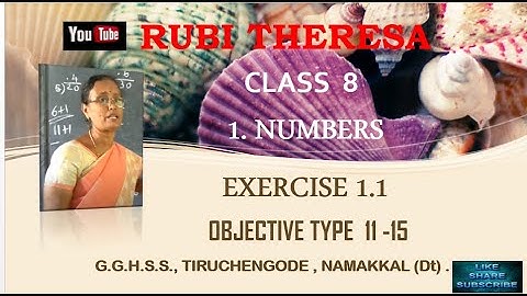 TN  Samacheer Kalvi | 8thMaths | NUMBERS  |  Exercise  1.1 |  Sum 11 - 15 | English Medium