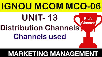 Part 3 IGNOU MCOM 2nd year| UNIT 13 |  DISTRIBUTION CHANNELS |MARKETING MANAGEMENT MCO 06