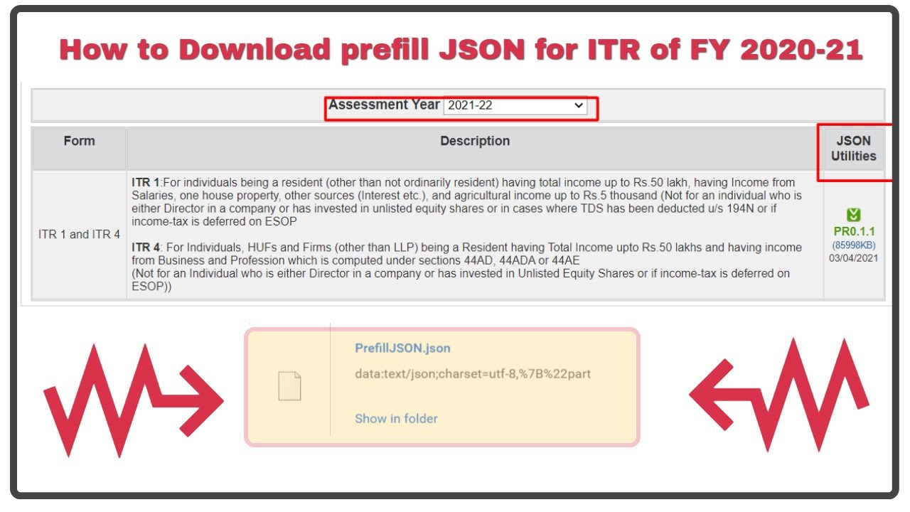 How To Download Prefill Json For Filing Itr 1 Itr 4 Of Fy 2020 21 Ay 2021 22 Ca Abhishek Jain Youtube