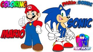 How to Color Super Mario and Sonic the Hedgehog - Mario and Sonic Coloring Book Pages for Kids