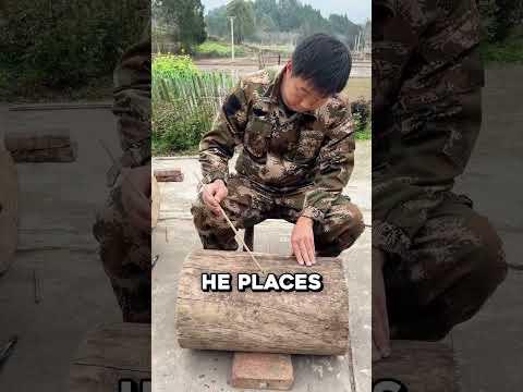 he turned a log into an automatic farm 🤯