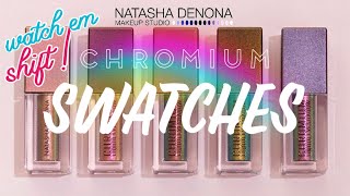 Natasha Denona Chromium Liquid Eye Shadows Review and swatches