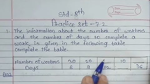 Practice set 7.2 Class 8th Maths | Chapter 7 Variation | Maharashtra State Board #std8