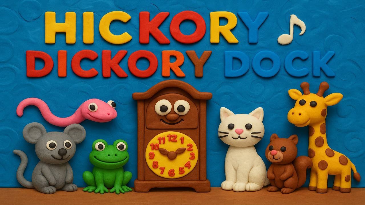 Clay Animals Hickory Dickory Dock 🐭🐍🐰🐸🐱🦒 🕰 | Cute Kids Cartoon Song  