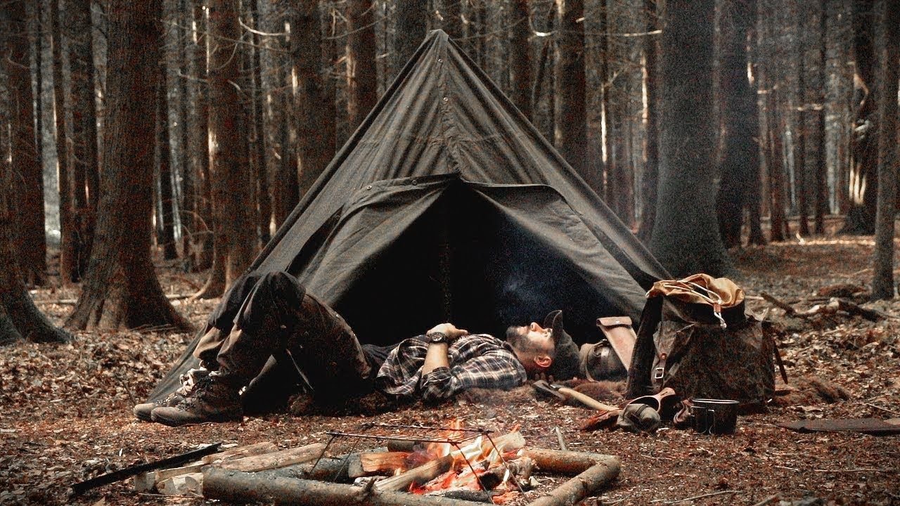Winter Overnighter Deep In the Wilderness   Fork Carving   Lots of Snow   Bushcraft Stool