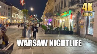 Warsaw Night Life (Virtual Walking Tour) 🇵🇱 Poland Street Ambient Video in 4K 60 FPS