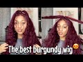 The BEST burgundy curly hair ever || side part &amp; half up half down ft: Wiggins Hair