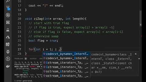 zigzag implementation cpp
