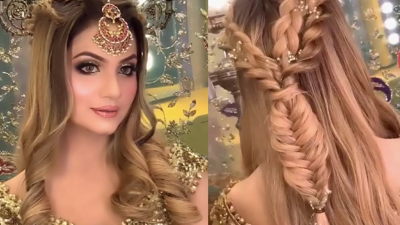 Kashees Bridal Hairstyles for Long Hair  Front Layer Puff hair style girl  wedding hairdos  YouTube
