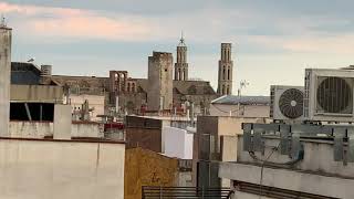 Church bells in Barcelona tolling to mark a celebration (Corpus Cristi?), 8PM on Sunday 6 June.