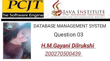 Java Institute | Database Management System | Question Set 03 | H.M.Gayani Dilrukshi