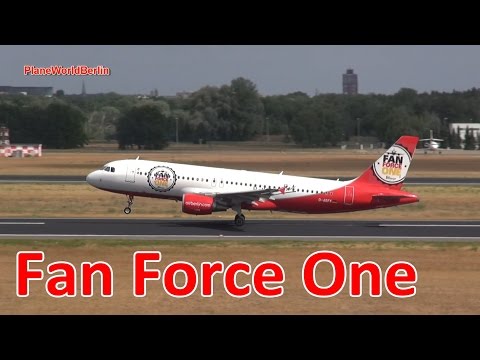 Air Berlin *Fan Force One* Airbus A320 Takeoff from TXL