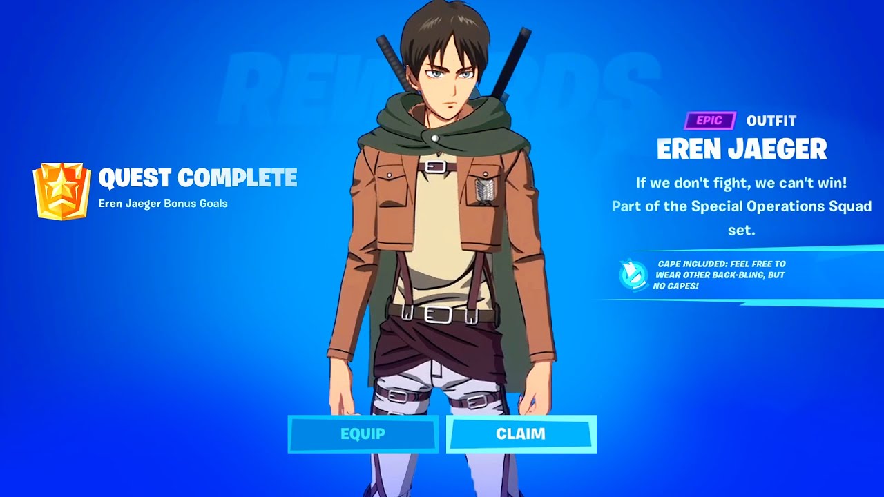 Fortnite Attack on Titan, how to get Eren Jaeger skin & all items